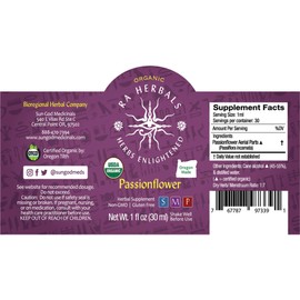 Sun God Medicinals Ra Herbals Organic Passionflower Liquid Extract - Relaxation Support - 1 fl oz
