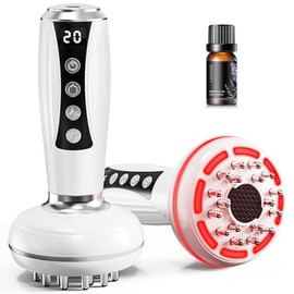 4-in-1 Lymphatic Drainage Massager & Anti Cellulite Massage Tool, Body Sculpting Massager for Legs, Arms & Belly, Reduce Cellulite, Stretch Marks with Heat, Light & Vibration, Pearl White