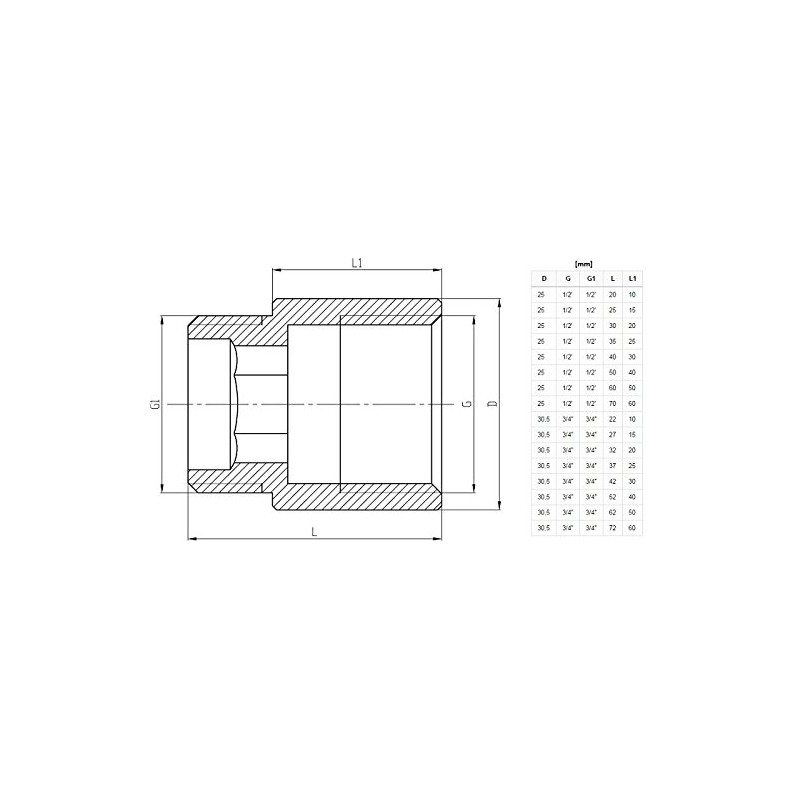 3/4" BSP (22mm) Pipe Thread Extension Female x Male Cast