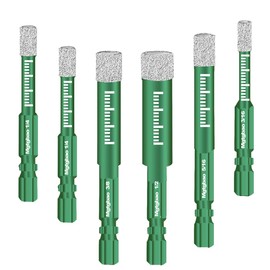 Mgtgbao Green 6PCS Dry Diamond Drill Bits Set, Core Drill bit for Granite Marble Tile Ceramic Stone Glass (NOT for Wood) Hex Shank Diamond Hole Saw Kit for Porcelain Tile with 3/16 to1/2