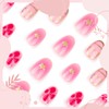 BelleVive 24 Pieces Almond Shape Press-on Nails Flower False Nails