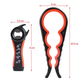 Jar Opener,Bottle Opener 5 in 1 and 4 in 1 Multi Function Ring Pull Can Opener,Twist Off Lid Kitchen Tool for Weak Hands Seniors Elderly Children (Black and Red)