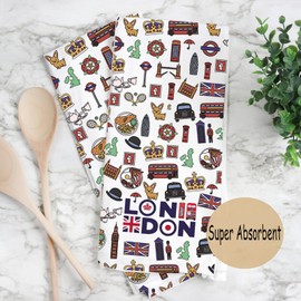 JXGZSO British Tea Towel London Kitchen Towel London Souvenir Gift (CA London Towel)