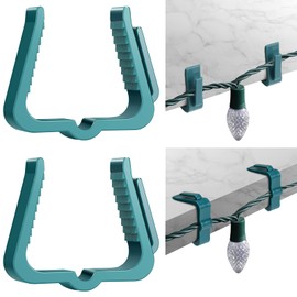 Marsui 50 Pcs Christmas Light Clips Outdoor Roof Hooks 1 5/8 Inch Fascia Boards Hanger Plastic Holiday Light Clip for Xmas Outside Decoration Roof Gutter Fence Eave (Green)