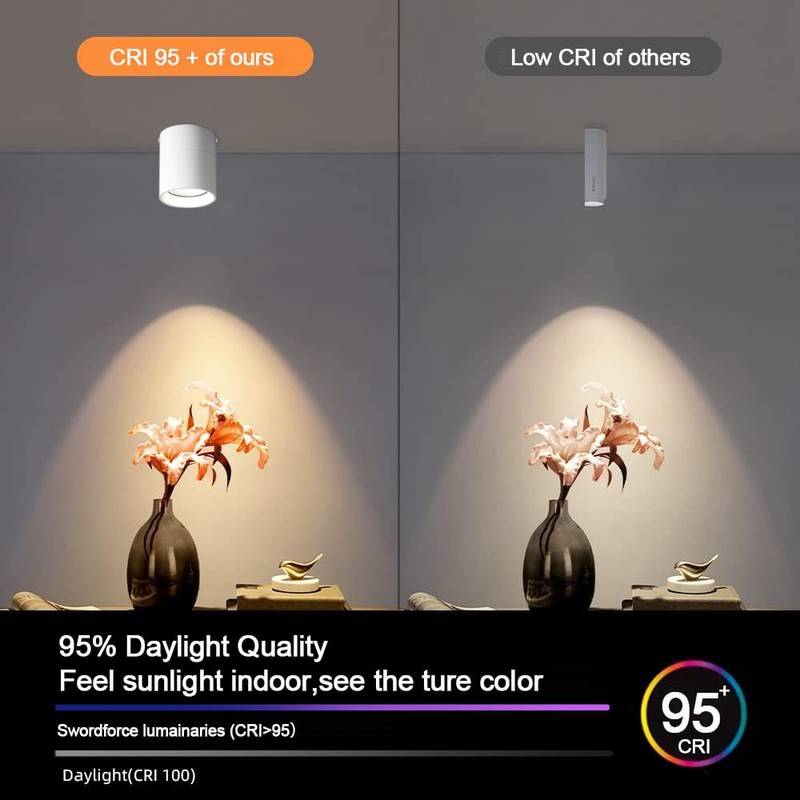 LED Ceiling Spotlight, 3000K 10W COB Downlight with 360° Rotation,