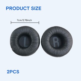 2PCS Ear Pads Replacement 70mm Headphone Ear Covers Round Earpads Cushions Soft Replacement Ear Pads Compatible with JBL Tune 600BT T520BT T510BT T500BT T450