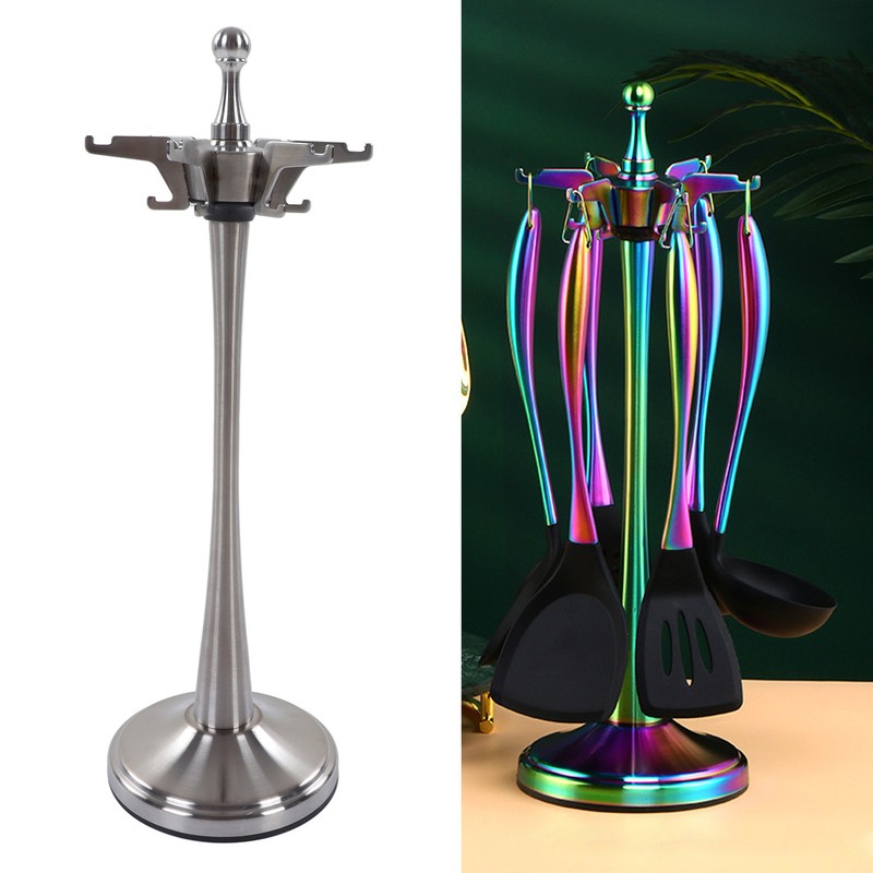 Kitchen Utensil Stand Stainless Steel Space Saving Rotatable Rustproof Kitchenware