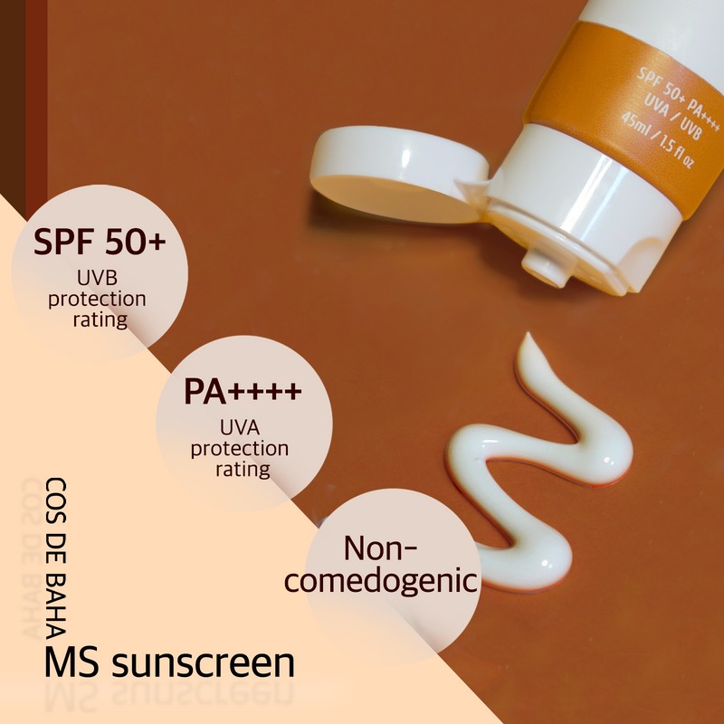 코스드바하 MS 무기자차 저자극 데일리 선크림 SPF 50+ PA++++, 45ml,