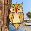 Handmade Stained Glass and Wrought Iron owl suncatcher - Amber