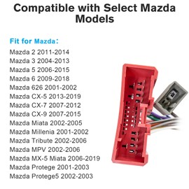 Zenoruslky Android Radio Harness Kit 24Pin Car Stereo Wiring Harness Adapter Antenna Connector Compatible with Mazda 2 3 5 6 CX-5 CX-7 CX-9 MX-5 Miata MPV Tribute