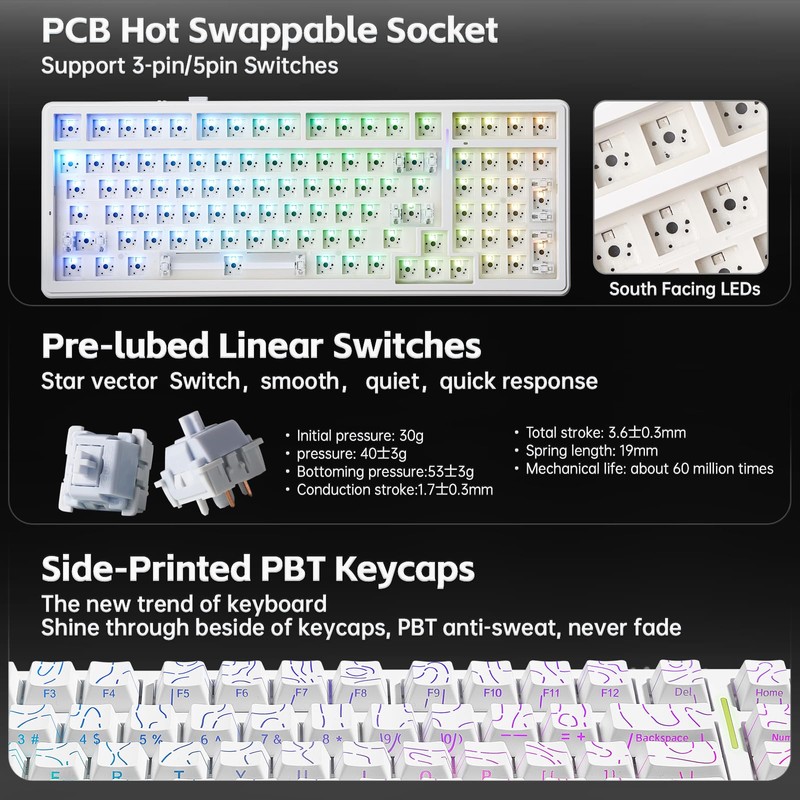 LEOBOG Aula Keyboard, F99 Wireless Mechanical Gaming Keyboards, Hot Swappable