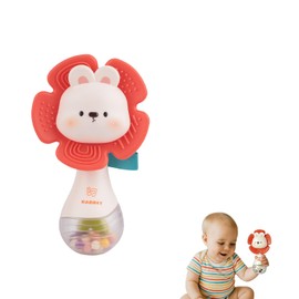Baby Rabbit Rattle - Sensory Rattle Toy with Teething Ring, Montessori Toy Baby Rattle Teething Toys for Hearing Development and Teeth Development, Ideal for Babies Aged 0-36 Months