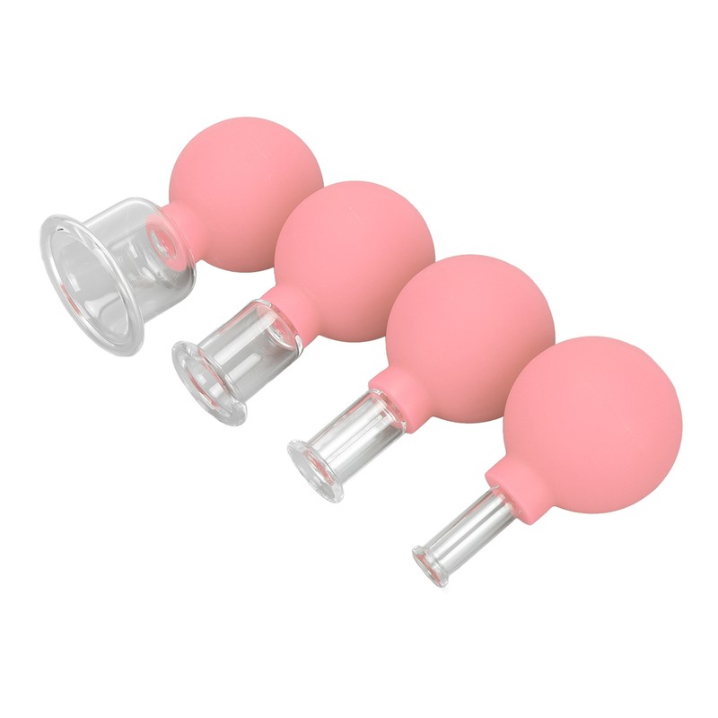 4pcs Glass Face Cupping Set Silicone Lymphatic Drainage Skin Lifting