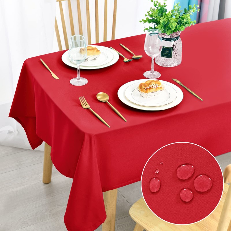 DWCN Wipe Clean Tablecloth Red Table Cloth Outdoor Table Cloth