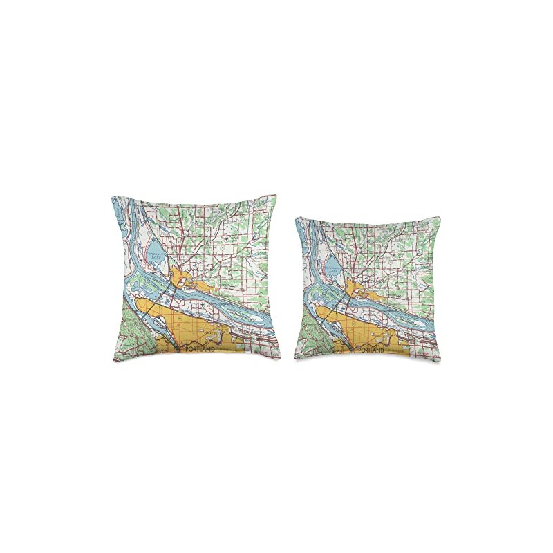 Vintage Vancouver WA Map (1967) Throw Pillow