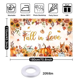 Mocsicka Fall in Love Baby Shower Backdrop Banner Little Pumpkin Sunflower Background Thanksgiving Autumn Pumpkin Fall in Love with Baby Shower Decorations 70.8 x 43.3 Inch
