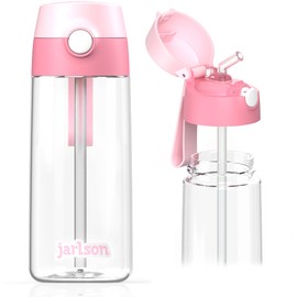 JARLSON® Children's Drinking Bottle – TÜV Tested – Water Bottle 500 ml – BPA Free – Leak-Proof – Children's Bottle with Straw – Tritan Bottle for School, Nursery, Bicycle (Pink)