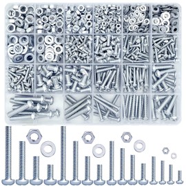 31.7 oz (900 g) Bolt Set, Machine Screws, Stainless Steel Bolt Set, M3, M4, M5, M6, Cap Head Screws, Nuts Set, Repair Tool, Cross Hole Bolt, Flat Head Bolt, Nut Kit, Storage Case Included