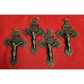 CHRISTIAN CATHOLIC Cross Pendant Crucifix with Sacred Heart, Lot of 4 Free Shipp