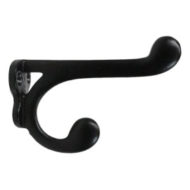 Ebros Gift Pack Of 4 Cast Iron Black Traditional School House Double Peg Wall Hooks Accent