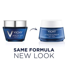 Vichy LiftActiv Supreme Night Cream, Anti Aging Face Cream with Vitamin C & Rhamnose to Firm & Brighten, Suitable for Sensitive Skin