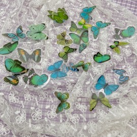 Kurimi Stickers Set of 40 Butterflies, Foil Stamping, Wrapping, Stylish, DIY Stickers, Cute, Notebook, Decorative (Green)