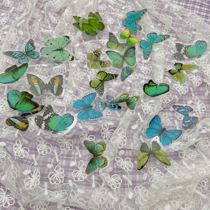 Kurimi Stickers Set of 40 Butterflies, Foil Stamping, Wrapping, Stylish,