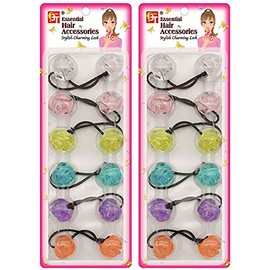 12 Pcs Hair Ties 20mm Ponytail Holders Elastic Colorful Cartoon Design Hairband Accessories for Kids Children Girls Women All Ages (Rose - Clear/Pink/Yellow/Sky Blue/Purple/Orange)