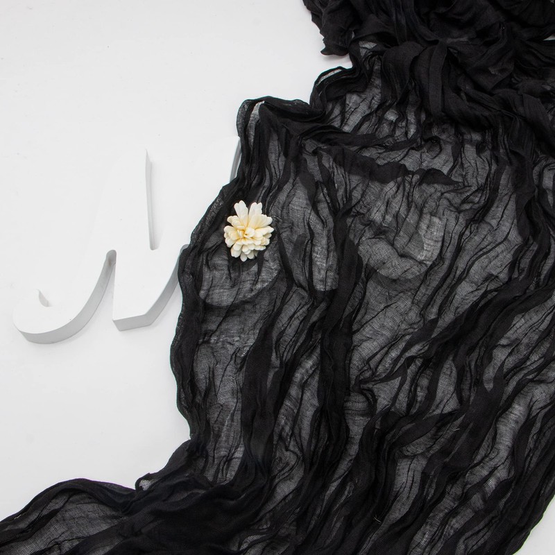 Time to Sparkle Cheesecloth Table Runner 90X400CM - Black