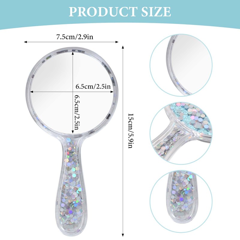 Naapesi Handspiegel,Professioneller Handspiegel mit Griff,Schminkspiegel Runde Form,Friseure Rasierspiegel Kosmetikspiegel, Runde