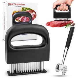 GZLFH Meat Tenderiser and Meat Hammer, Meat Tenderiser with 48 Blades PP Handle Meat Tenderiser Stainless Steel for Beef, Chicken and Pork