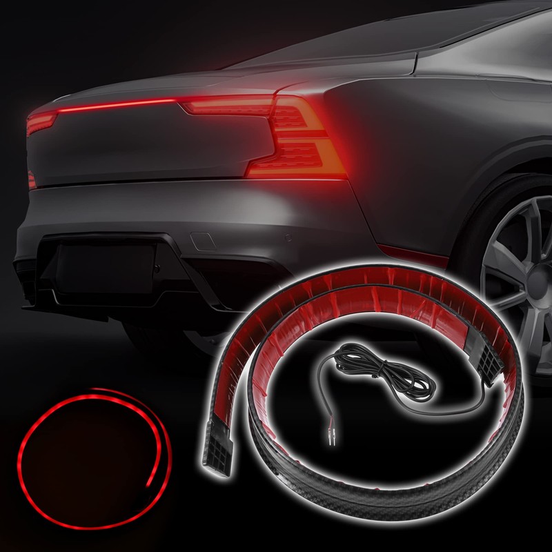 X AUTOHAUX Car Spoiler with Red LED Light 47.2"/1.2m Carbon