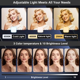 Voinap Suction Cup Mirror Phone Holder with Rechargeable Light, Versatile Wall Phone Mount for Content Creator, Mirror Tripod for Car Bathroom All Smooth Surface