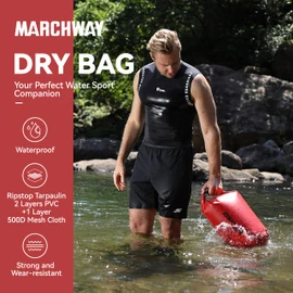 MARCHWAY Floating Waterproof Dry Bag Backpack 5L/10L/20L/30L/40L, Roll Top Sack Keeps Gear Dry for Kayaking, Rafting, Boating, Swimming, Camping, Hiking, Beach, Fishing (Red, 10L)