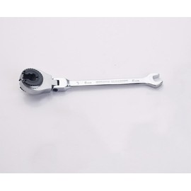FLZOSPER 8mm Metric Fix Tubing Wrench，Flex-Head Gear Wrench, Ratcheting Fix Combination Wrench Spanner