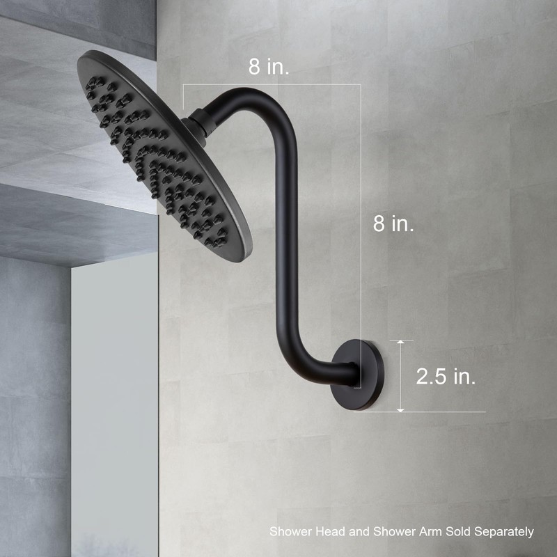 OFFO Shower Head Extension Arm 8 Inch, Matte Black S