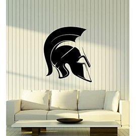 Vinyl Wall Decal Spartan Gladiator Helmet Warrior Colosseum Ancient Rome Stickers (4390ig) Black