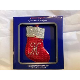 Studio design NEW STUDIO DESIGN regent square new letter "M” stocking red monogram ornament