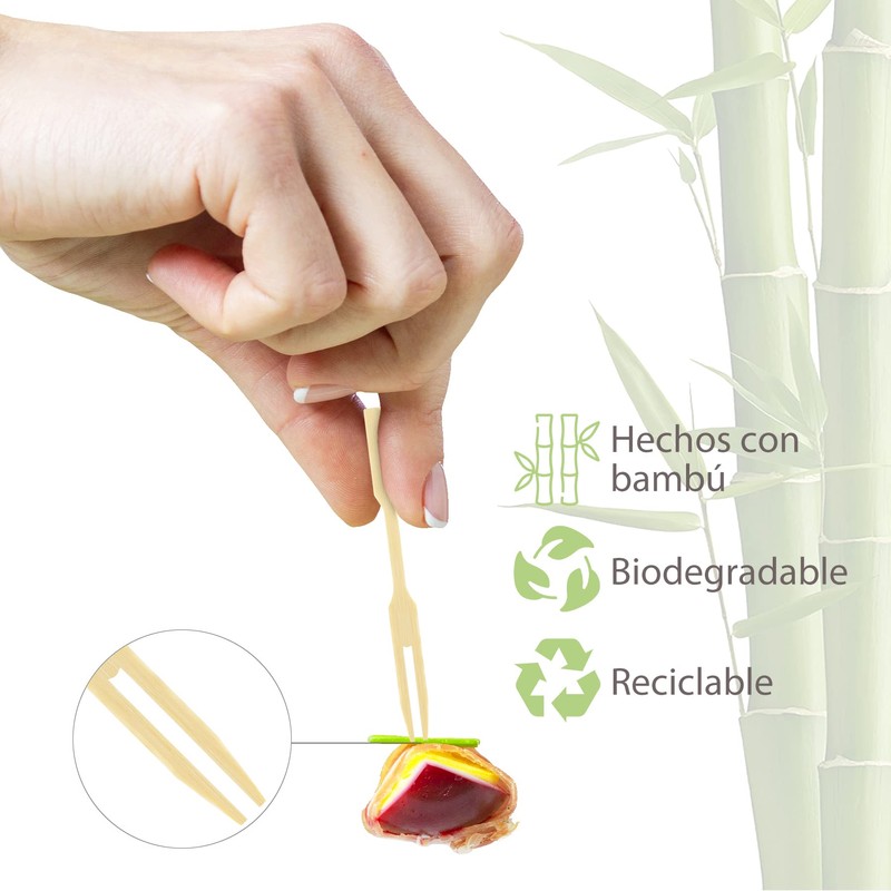 EXNIMA, 50, 100 or 300 Bamboo Forks, Ecological Two Prong