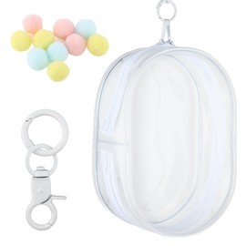 Clear Figure Display Bag with Keychain and Pom Poms, Portable Figures Storage Bag, Small Hanging Blind Boxes for Mini Figures Dolls, Waterproof and Dustproof Doll Protective Case