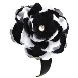 Lola Girls Satin Flower Headband (Black Band/Black and White Flower)