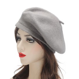 ZLYC Women's Classic French Artist Beret Beret, Gray, One Size
