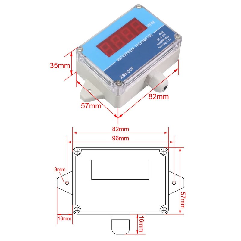 DC 8V-24V Motor Tachometer, Automated Industrial Accessories for Motor Equipment,