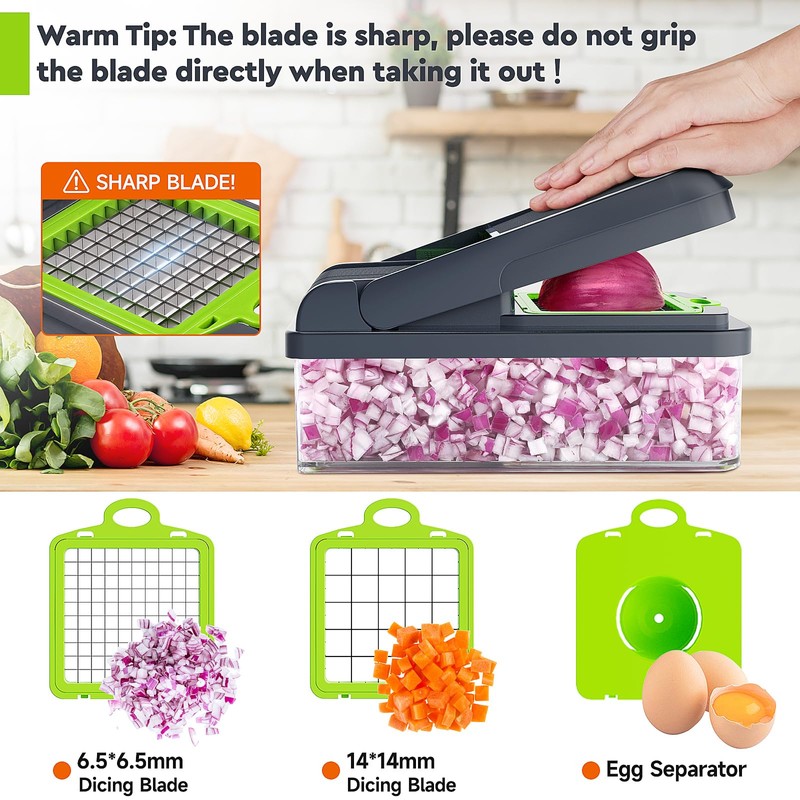 MealHelper 12-in-1 Vegetable Chopper, 7 Blade Veggie Chopper, Practical Food
