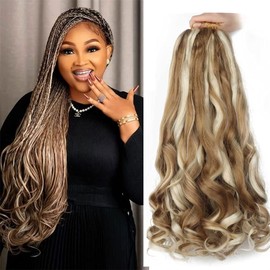 24 Inch French Curl Braiding Hair Pre Stretched 6 Packs Loose Wave Bouncy Braiding Hair Spiral Curly Braids Hair Extensions (P27/613)