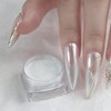 2 Boxes White Pearl Chrome Nail Powder, Mirror Effect Aurora