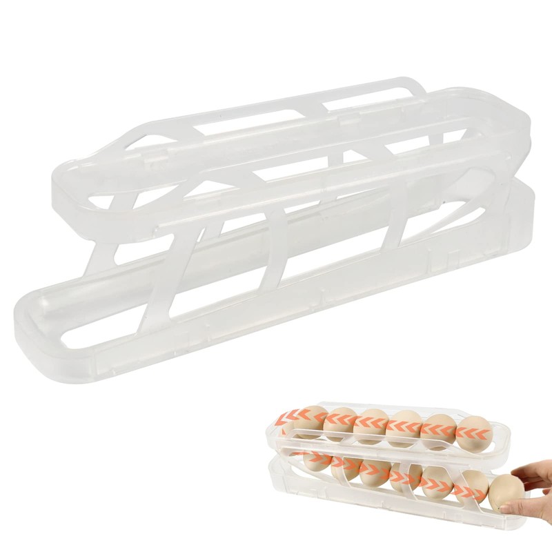 Tefola Egg Holder for Refrigerator, Egg Dispenser Roll Holder, 2-Tier
