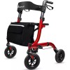 Henmnii All-Terrain Rollator Walker for Seniors Rubber Wheels Foldable Lightweight