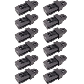 Tarp Clips 12 Pcs - Heavy Duty Lock Grip, Tent Clip, Tarp Clamp, Tarp Hold Down Clips, Awning Tarp Clamps for Canopy Outdoor Camping (Black)