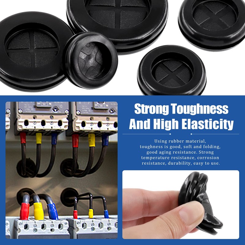 Glarks 43Pcs 10 Size Oval and Round Rubber Grommets Set,